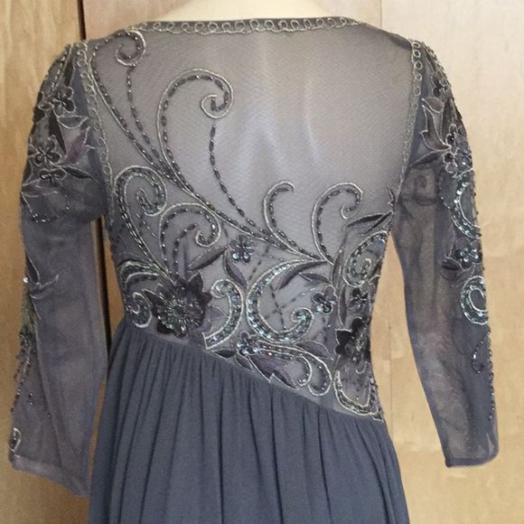 Sue Wong embroidered Elbow Mesh Sleeve Dress - Picture 3 of 8